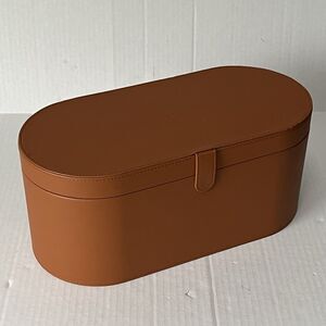 DYSON Airwrap Styler Leather Large Storage Hard Box Cognac Brown Tan CASE ONLY